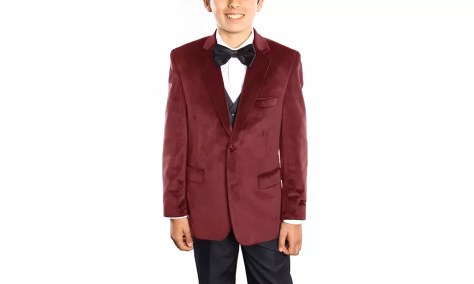 Kids' Solid Velvet Suit Set (5-Piece) - Second Medium