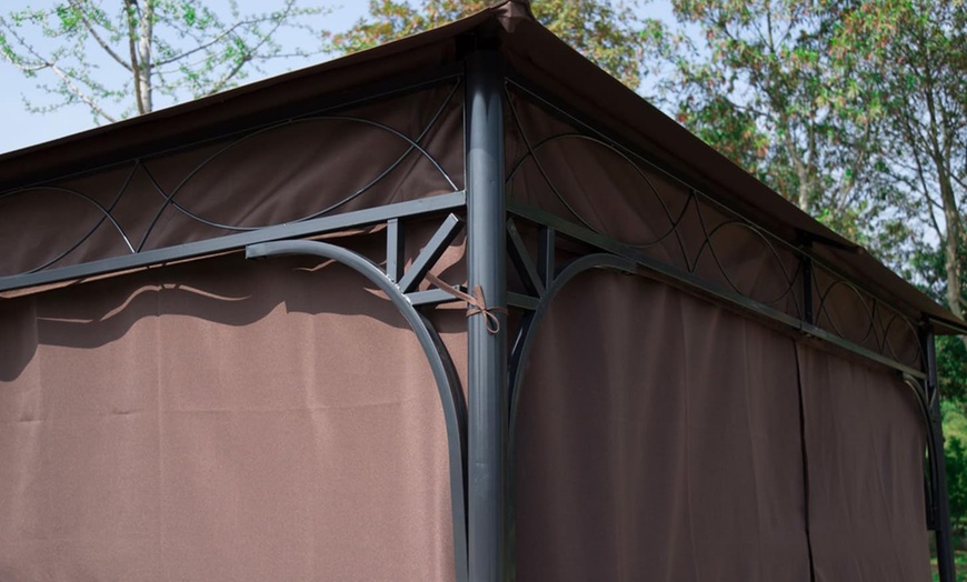 Image 2: Outsunny Outdoor Gazebo Canopy Shelter with Curtains