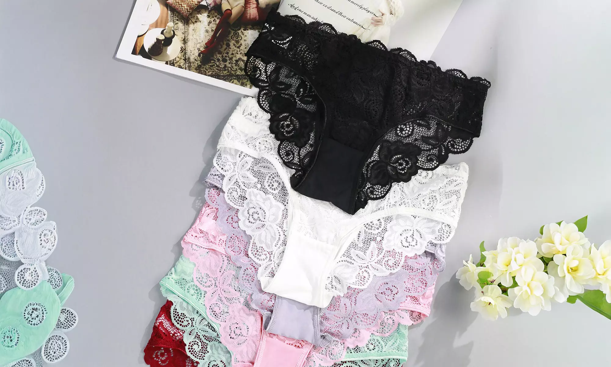 Women’s Lace Stretch Briefs in Mixed Colours