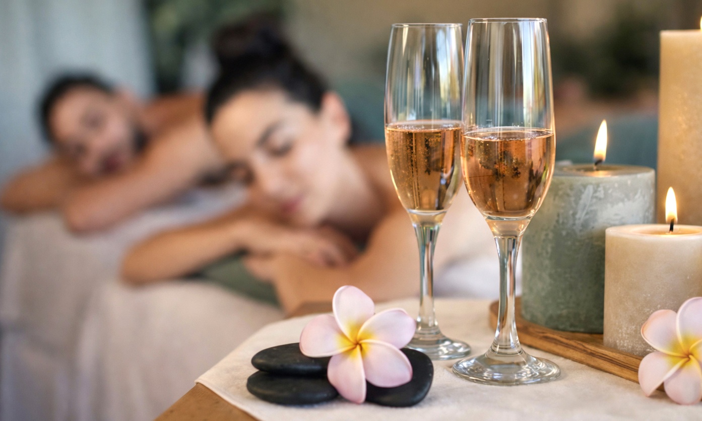 Ritual de masaje relajante en pareja con bebida de cortesía