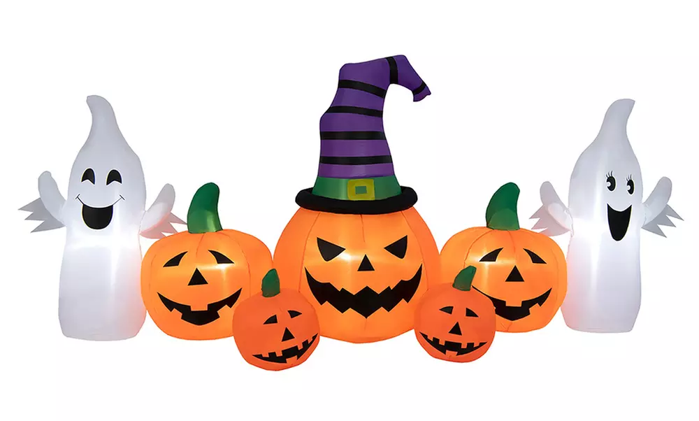 Costway 9FT Long Halloween Inflatable Pumpkins Self Inflating Pumpkin