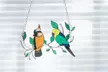Multicolor Birds On A Wire High Stained Suncatcher Window Panel Home Decor - Second Medium
