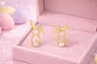 One or Two Sets of Gold-Tone Easter Bunny Pearl Stud Earrings - Image 4