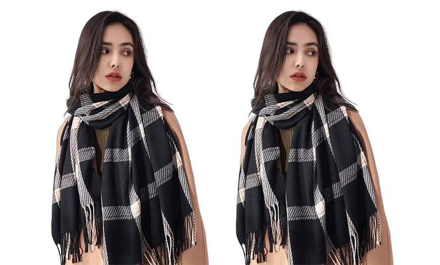 Image 6: One, Two or Three Packs of Soft Winter Checked Scarves