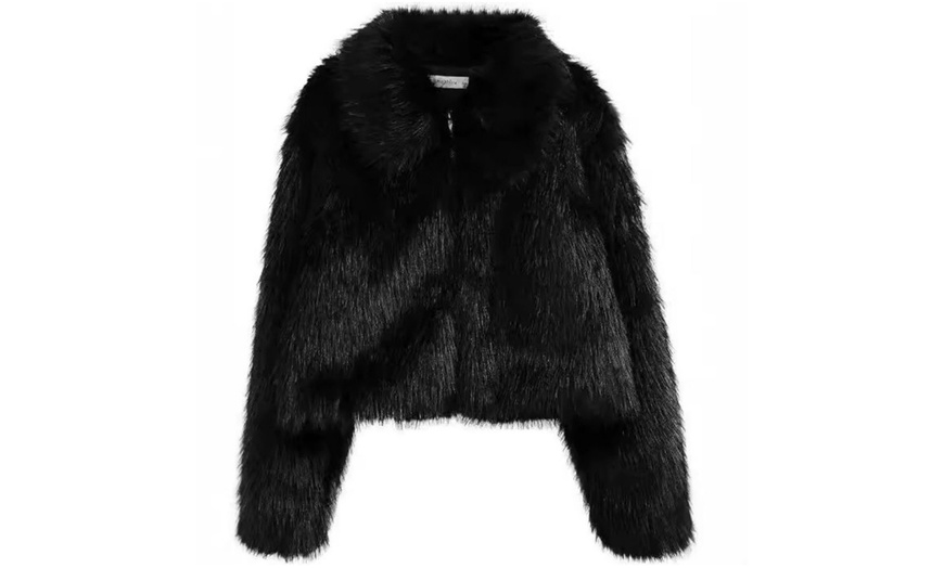 Image 2: Women's Warm Faux Fur Zipper Jacket