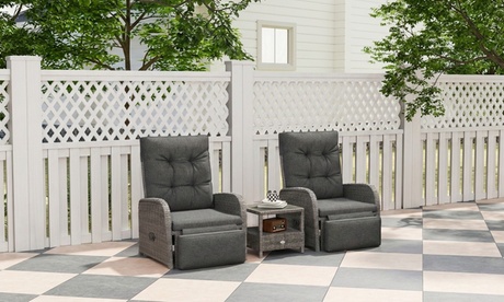 Outsunny Unisex Grey Rattan Bistro Sets With Cushions For Outdoor: Mixed