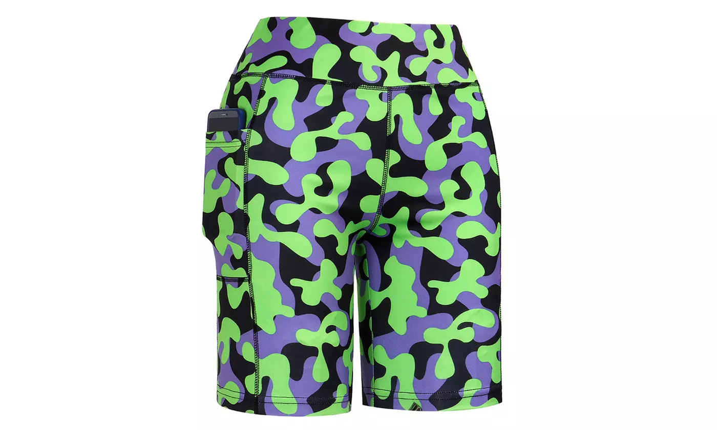 Women's High Waist Shorts Pocket Running Leggings with Side Pocket