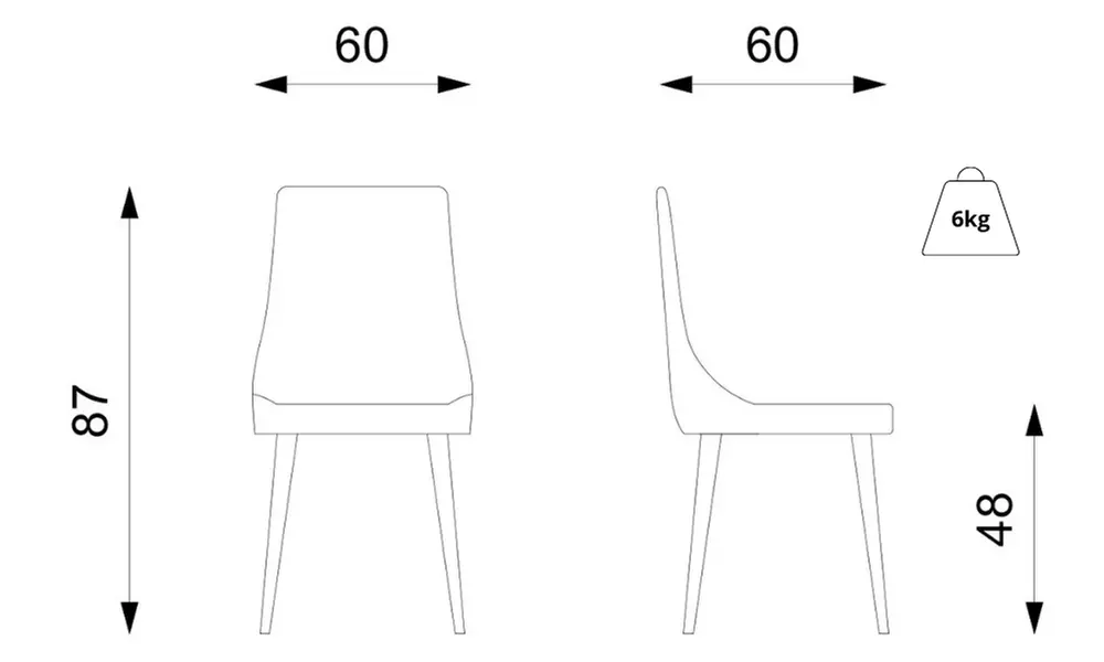 Set di 4 sedie Artemis, design elegante e contemporaneo