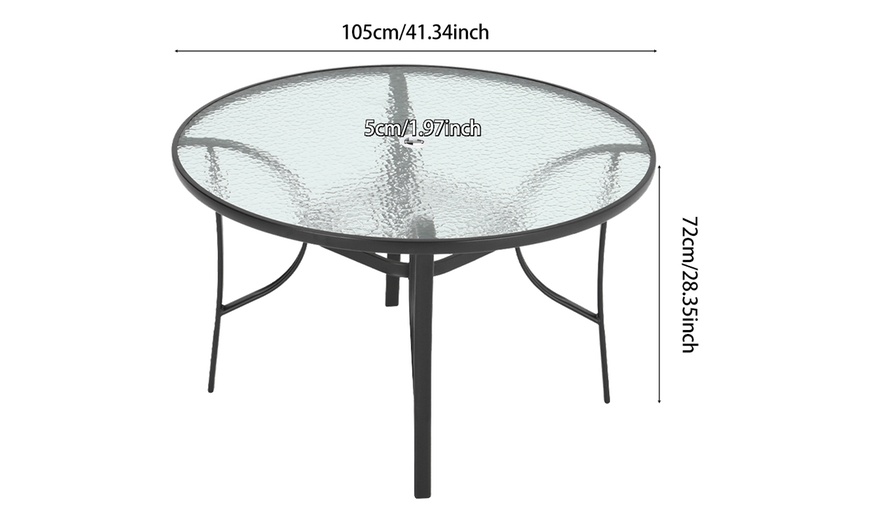 Image 17: Garden Rippled Tempered Glass Table Set