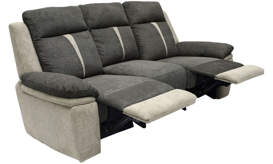 Image 8: Cologne Fabric Manual Recliner Sofa Set 