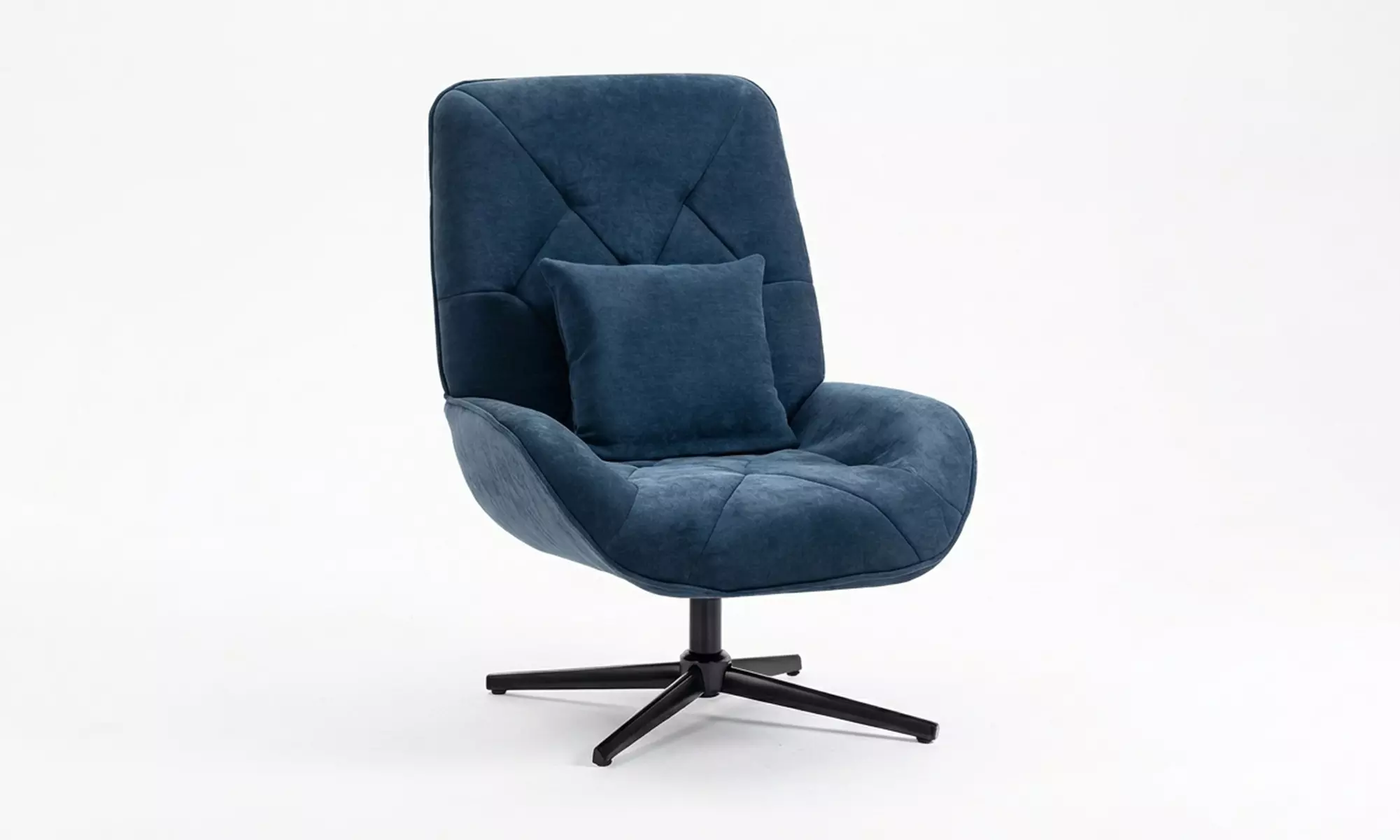 HOMCOM 360° Swivel Chenille Accent Chair with Lumbar Pillow