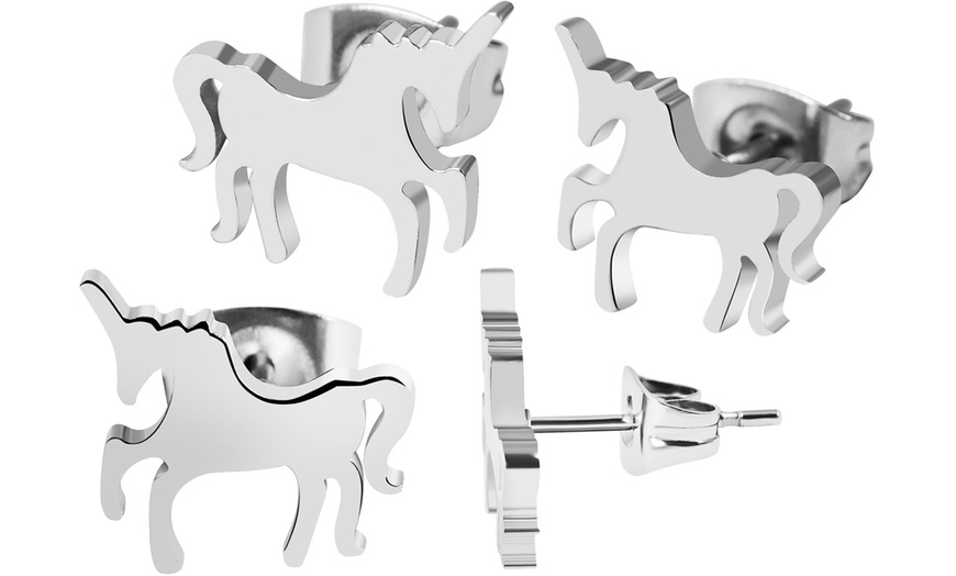 Image 10: Pendientes elegantes de acero inoxidable tipo botón