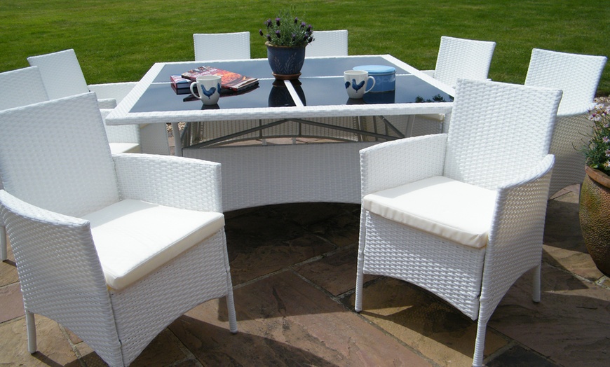 Image 2: Cannes White Rattan Dining Set