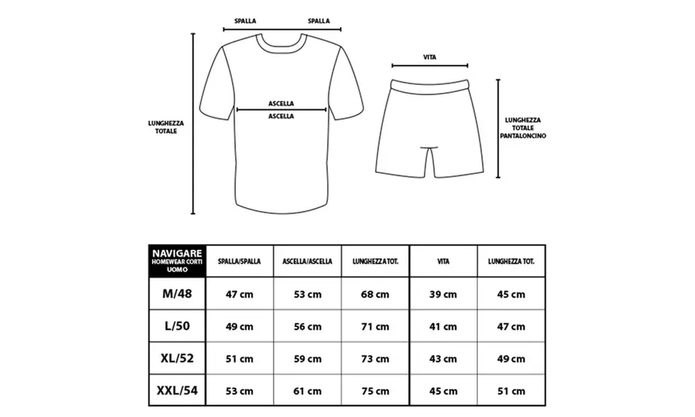 Completo homewear da uomo a maniche corte Navigare