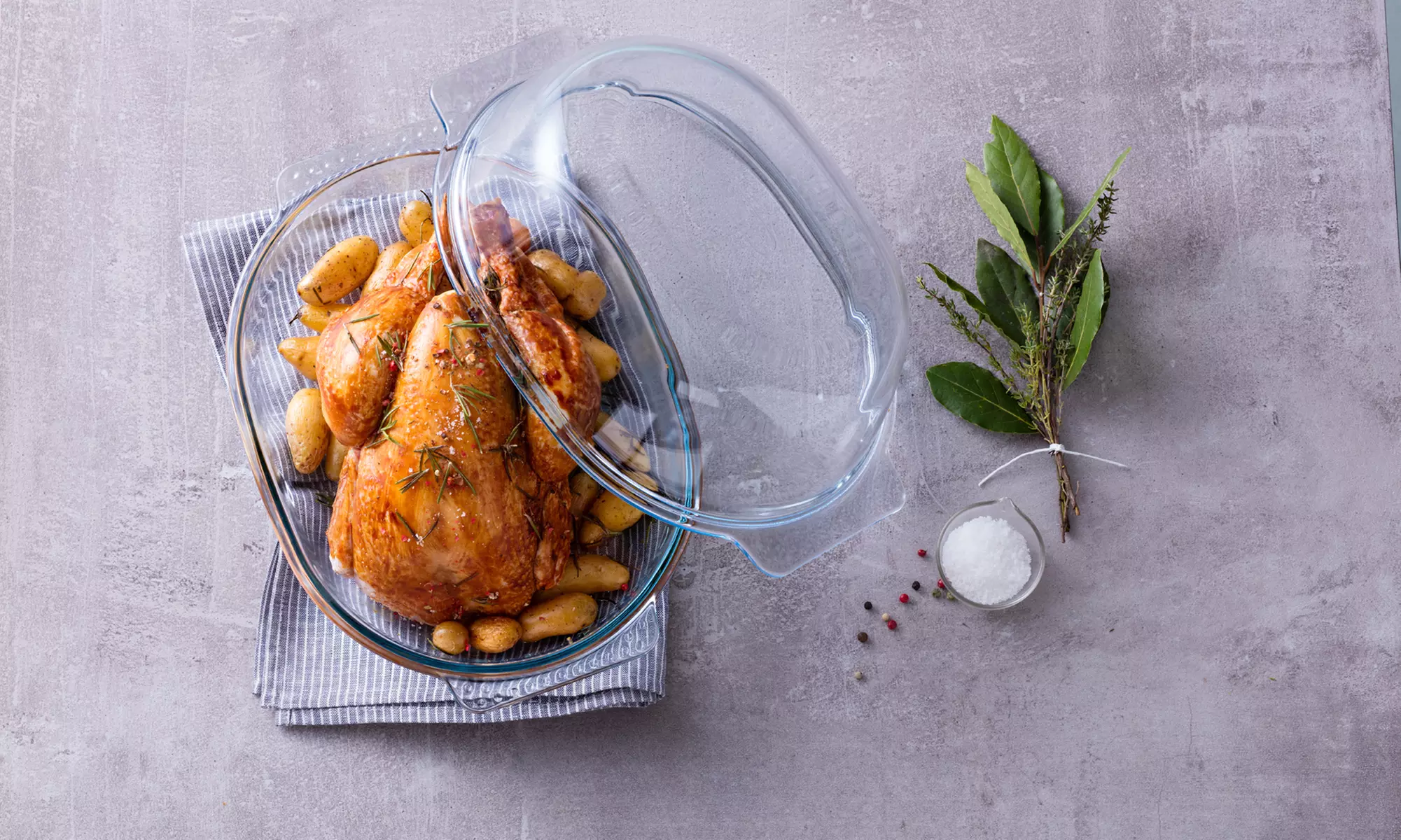 One or Two Pyrex Chicken Roasters wit Glass Lid - Primary Image