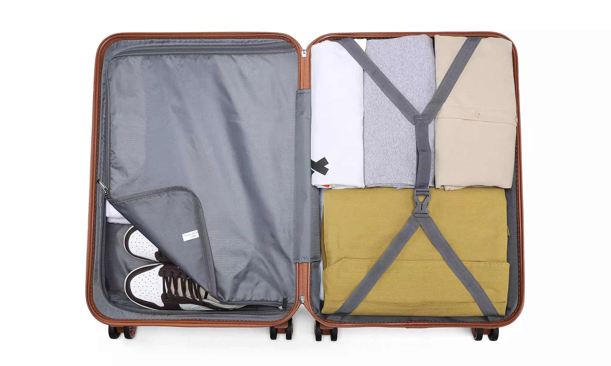 Kono Six-Piece Cream Hard Shell Suitcase and Bag Set