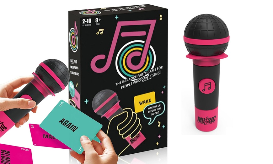 Image 2: Microphone Karaoke Party Board Game Card Set