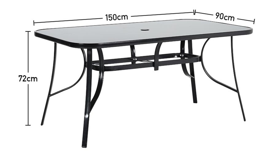 Image 28: Black Tempered Glass Coffee Table with Umbrella Hole 