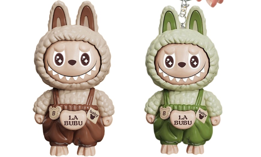 Image 10: Labubu-Inspired Keychain with Push Button to Change Expressions