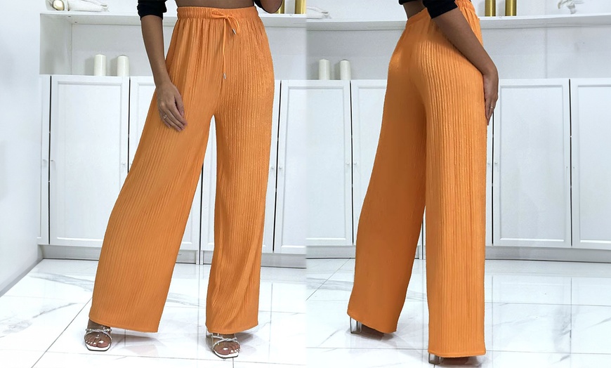 Image 6: Textured Palazzo Wide Trousers