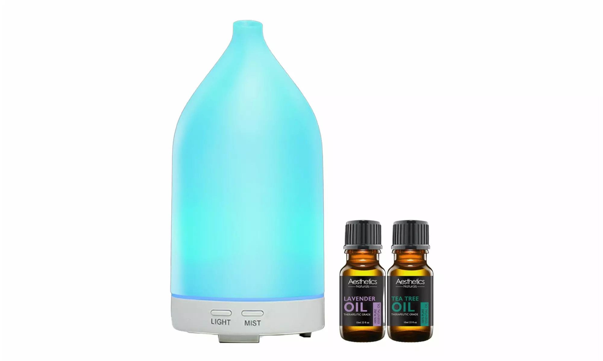Ultrasonic Aroma Diffuser with 4 Timers, LED & Essential Oil Options