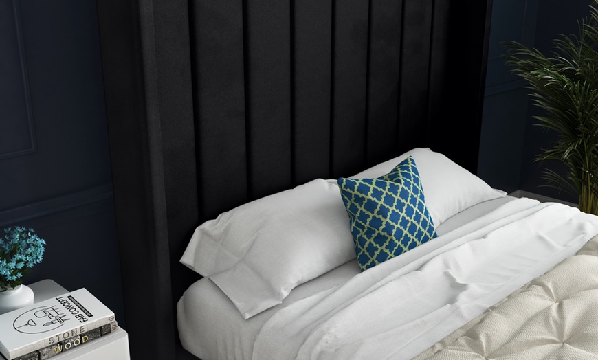 Image 15: Oxford Upholstered Soft Touch Plush Velvet Bed Frame