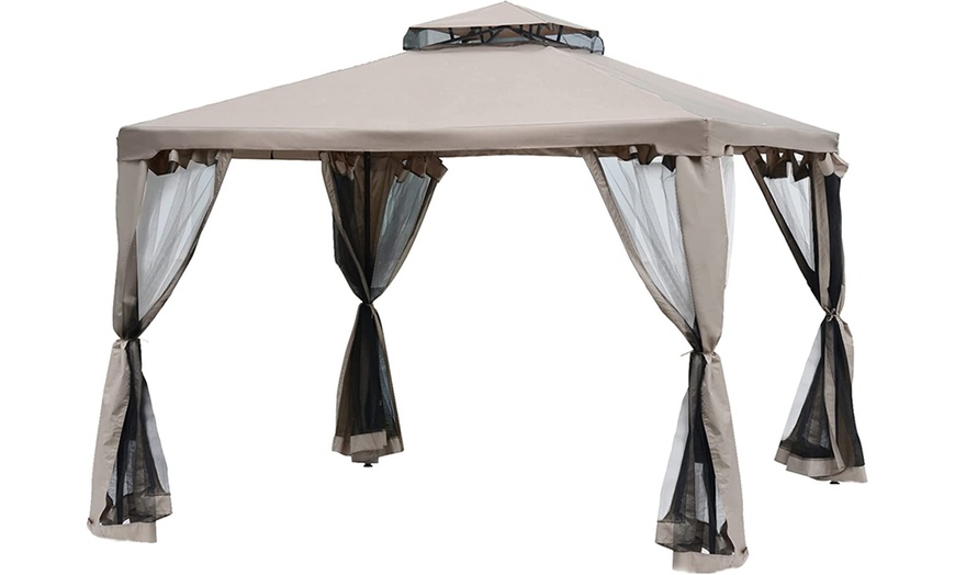 Image 7: Outsunny 3m x 3m Gazebo with Net Curtains, Stylish Metal Design