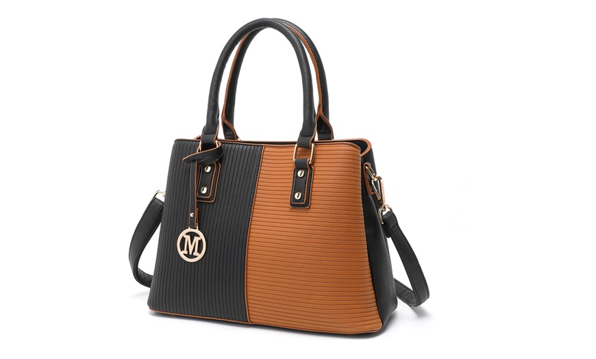 Image 10: Women's Color-block Fashion Tote and Top Handle Handbags