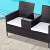 Image 1: Outsunny Two-Seater Rattan-Effect Chair with Middle Table