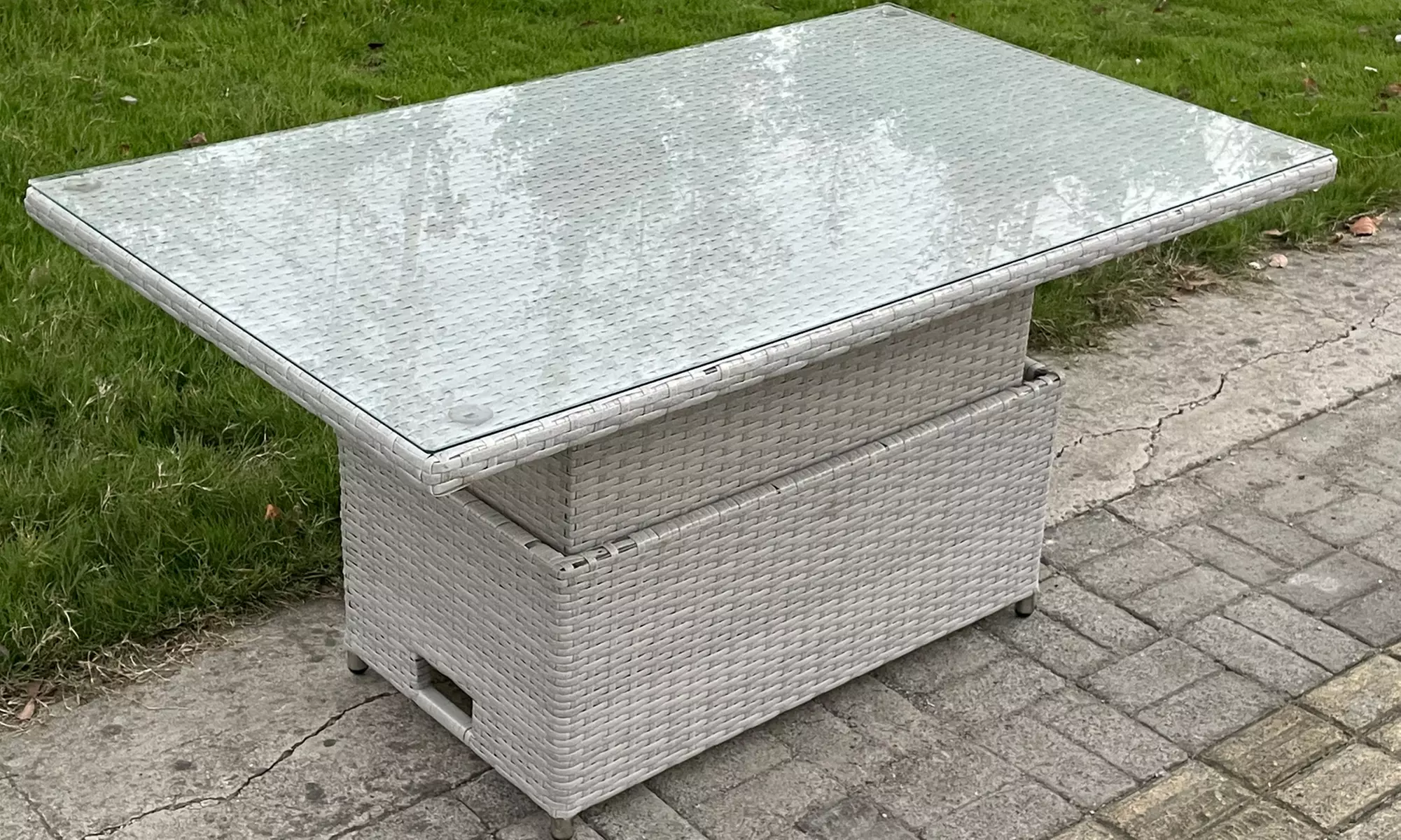 10-Seater Weather-Resistant Rattan Dining Set with Adjustable Table