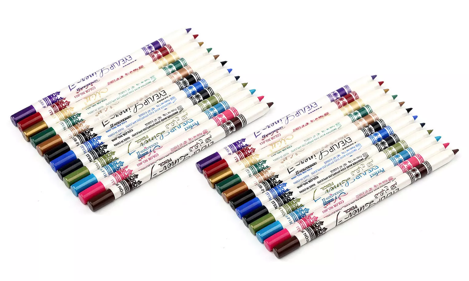 Professional Vivid Multi-Color Eye and Lip Liner Pencil Set (12 or 24-Piece) - Second Medium