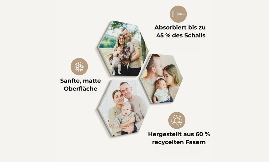 Image 3: Hexagon Akustikpaneele in der Größe nach Wahl aus PET-Filz