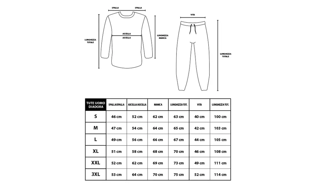 Tuta uomo Diadora in poliestere acetato