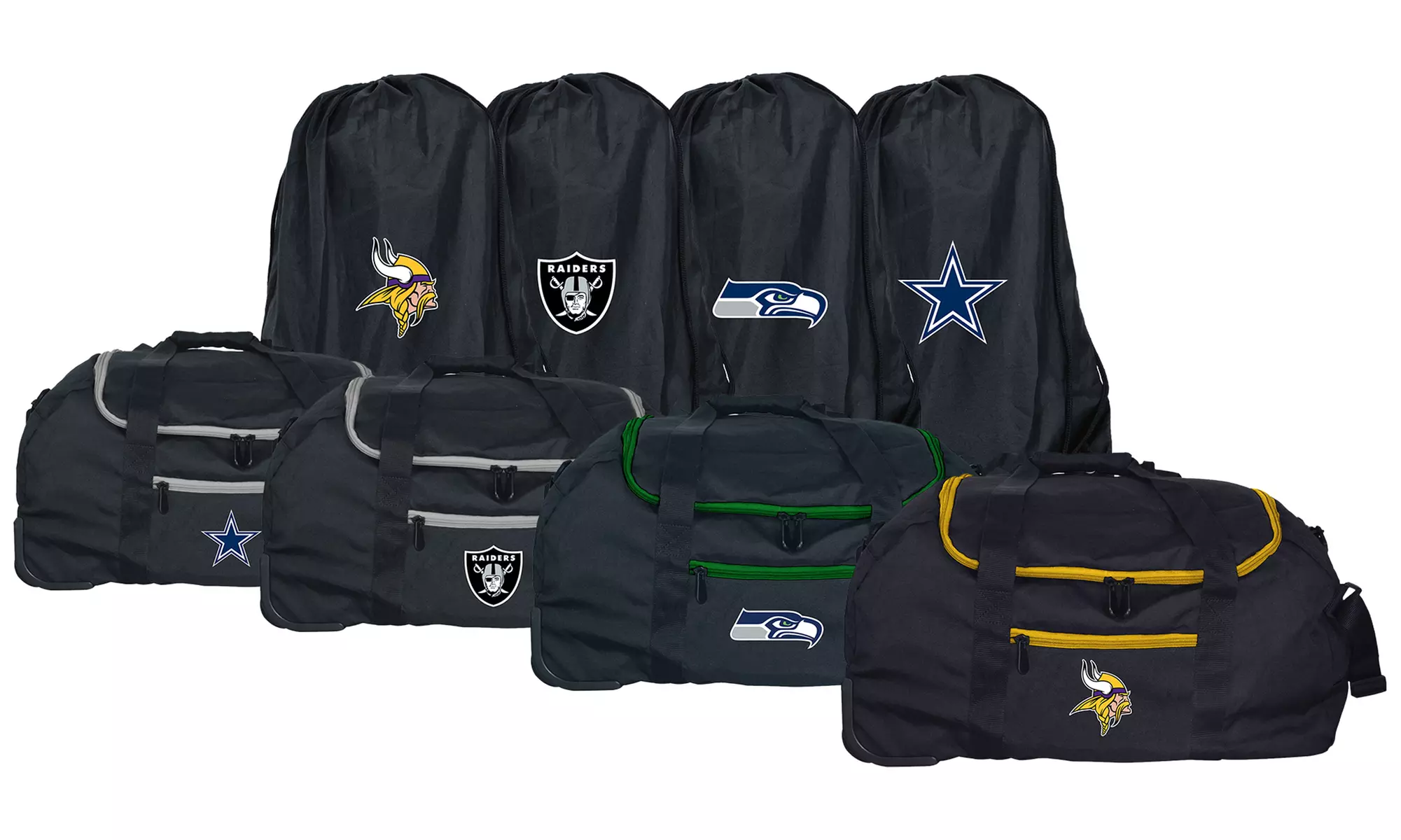 Mojo Licensing NFL 22" Collapsible Wheeled Duffel Bag (Includes Drawstring Carrying Bag) - Primary Image