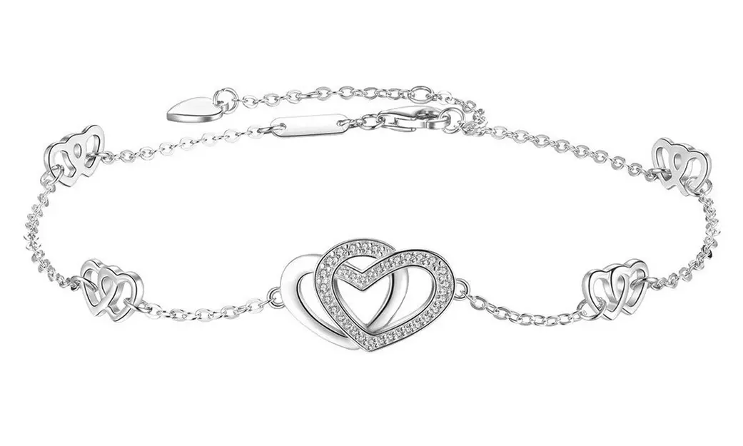 Interlock Crystal Heart Station Bracelet Made With Crystals From Swarovski