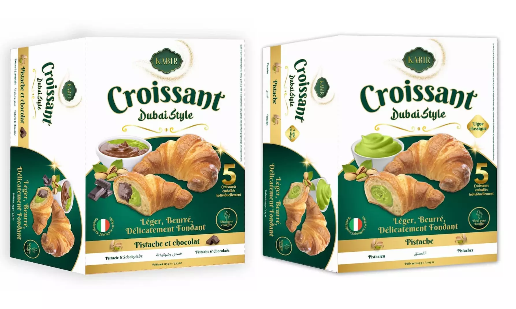 Lot de croissants de 45 g fourrés style Dubaï