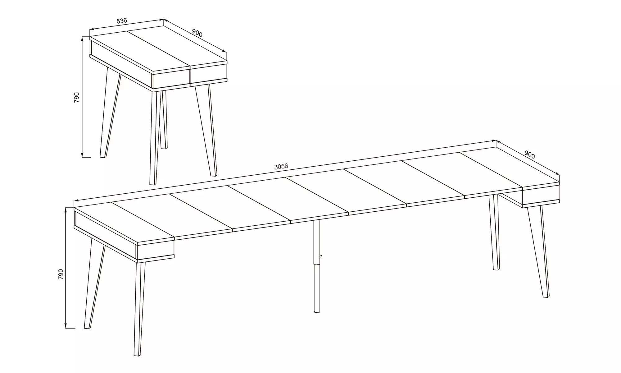 Ausziehbarer Konsolentisch in der Größe nach Wahl - Second Medium
