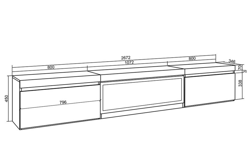 Image 35: Meuble TV suspendu avec grande capacité de rangement  