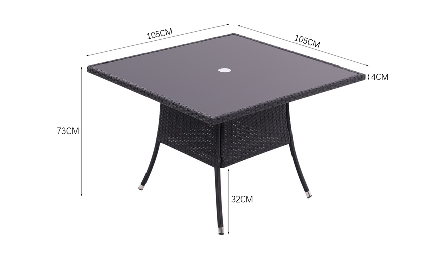 Image 30: Outdoor Garden Rattan Effect Tempered Glass Coffee Table with 6 Styles