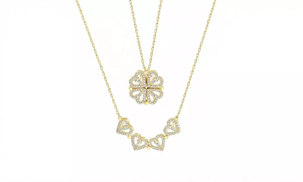 2er-Set Halsketten mit Anhängern im Kleeblatt-Herz-Design