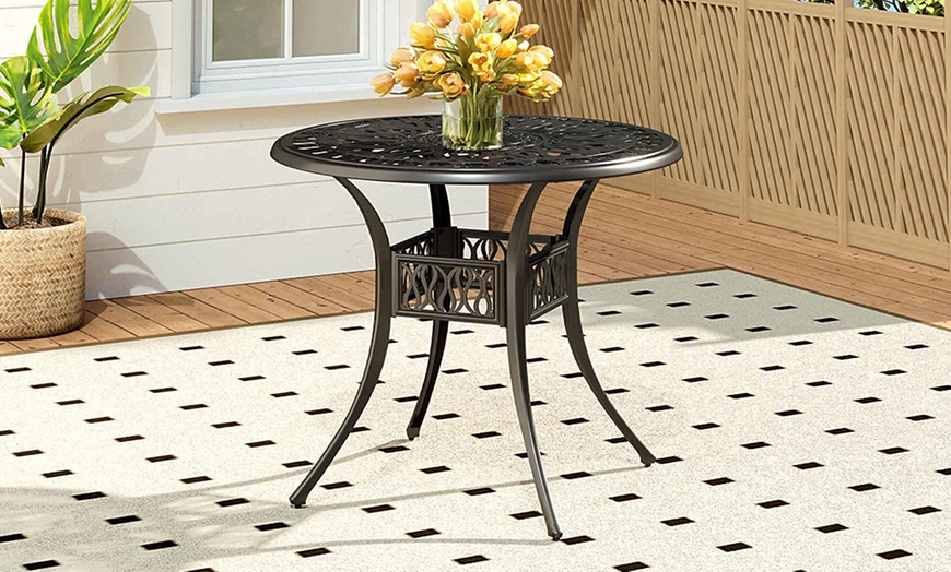 Image 11: Garden Outdoor Cast Aluminum Vintage Bistro Table 