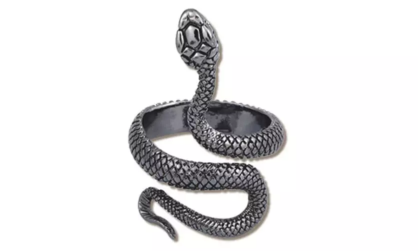 US 1-2 Stainless Steel Ring Snake Gothic Jewelry Retro Animal Adjustable Unisex