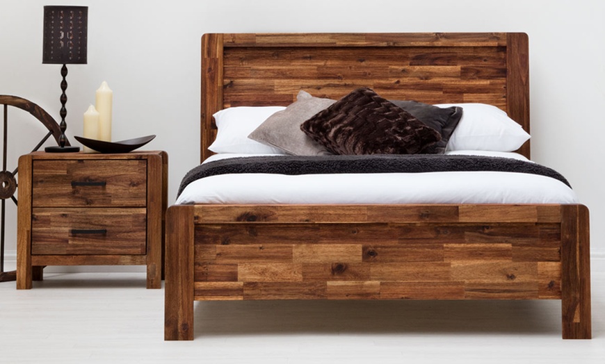 Image 2: Acacia Wood Bed Frame