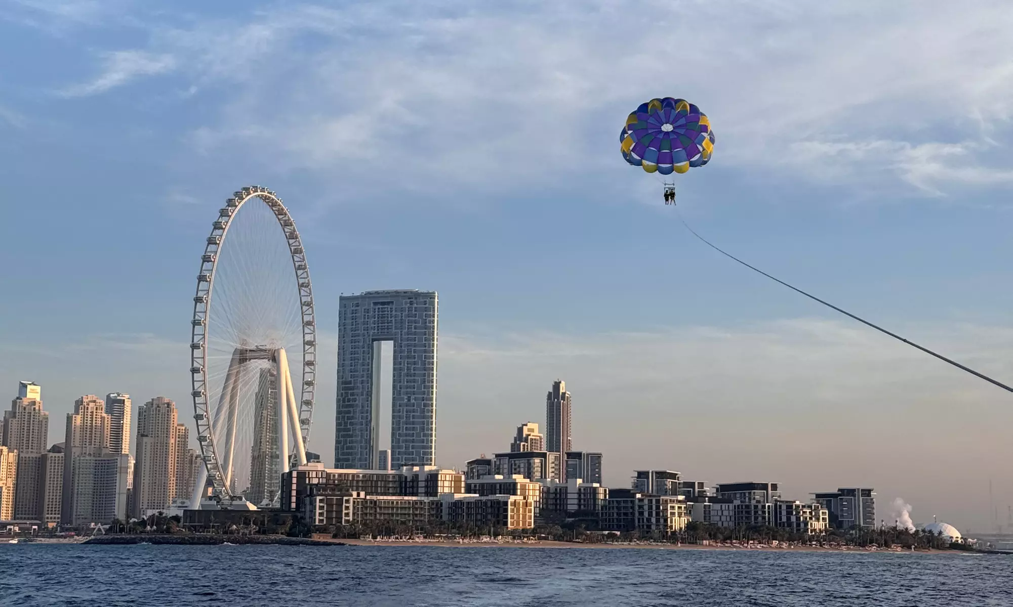 Soar Above Dubai's Coastline with 30-Minute Parasailing for One or Two