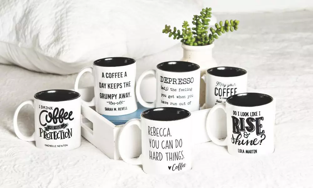 One, Two, Three, Five, or Ten Love My Caffeine Personalized Coffee Mugs from Qualtry (Up to 67% Off) - Primary Image