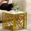 Image 4: HomCom Set of Three Stacking Coffee Tables in White and Gold Tone 