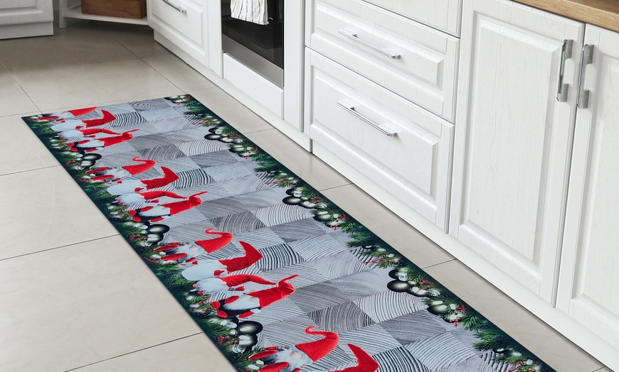 Image 21: Alfombra con diseño navideño rectangular