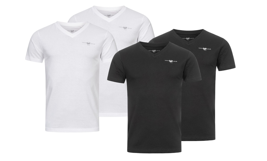 Image 2: 2er- oder 4er-Set Harvey Miller Herren T-Shirt mit V-Ausschnitt