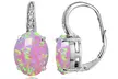 Opal and White Topaz Oval Leverback Earrings in Sterling Silver - Second Medium