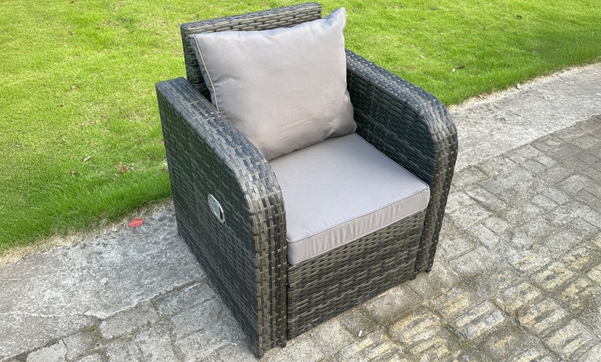 Image 1: Fimous Rattan-Effect Reclining Chair